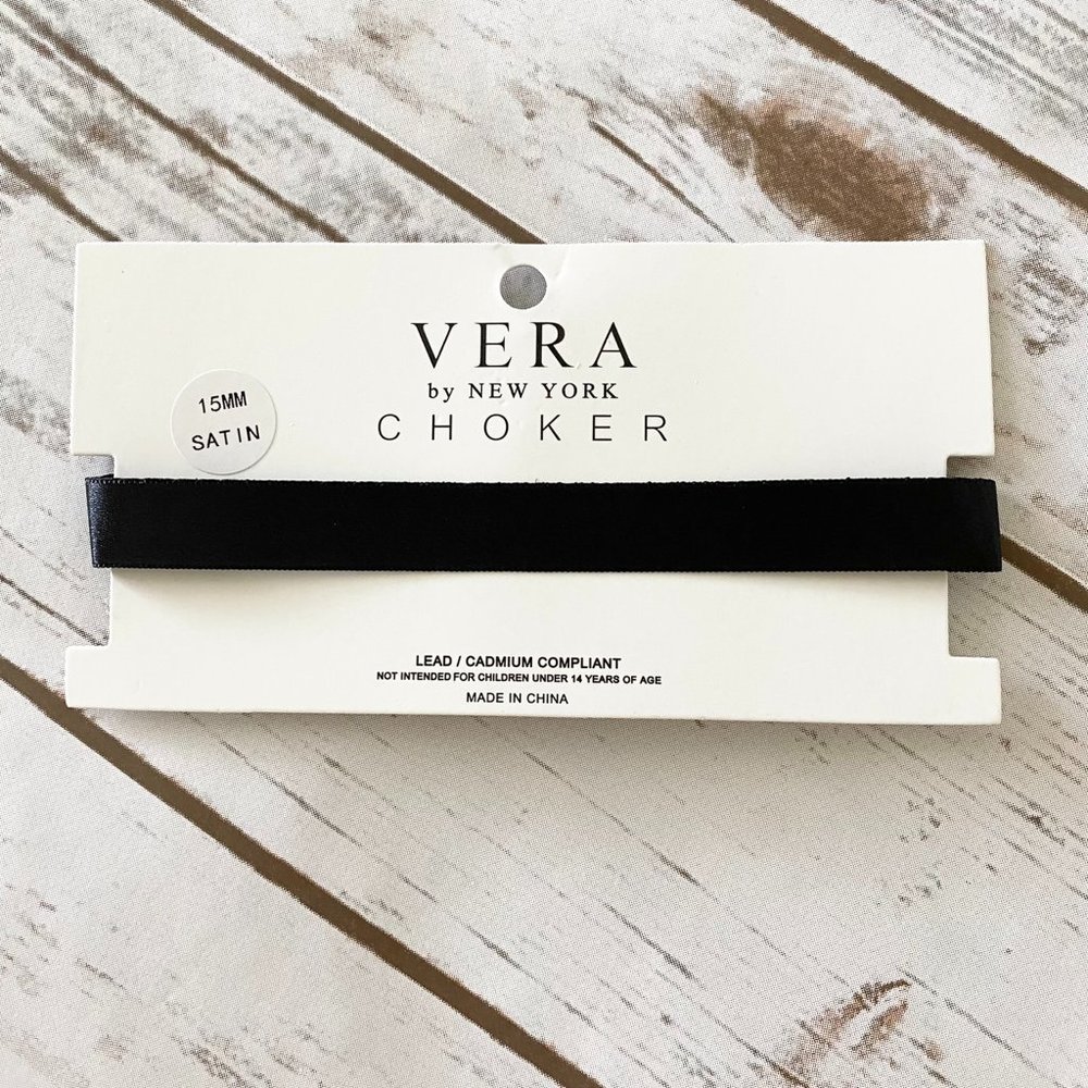 New Vera by New York Women's Black Satin Choker Necklace Fashion Jewelry